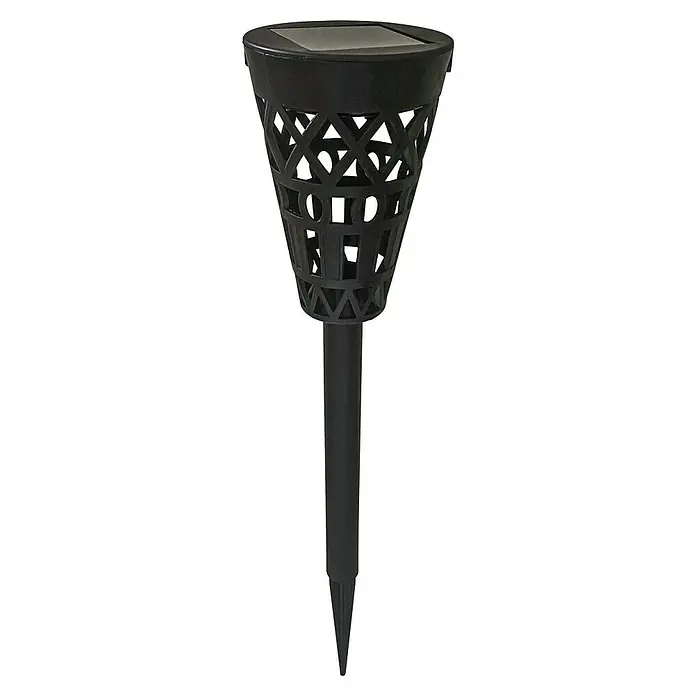 BAUHAUS Solar-Erdspieß - Schwarz/Gold, IP44, 3 lm - Schwarze Solar-Gartenfackel mit dekorativem Muster und Erdspieß für stimmungsvolle Beleuchtung im Außenbereich.