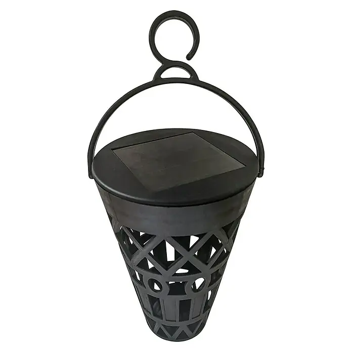 BAUHAUS Solar-Erdspieß - Schwarz/Gold, IP44, 3 lm - Schwarze Laterne mit Solarpanel und Tragegriff, ideal für Garten und Terrasse.