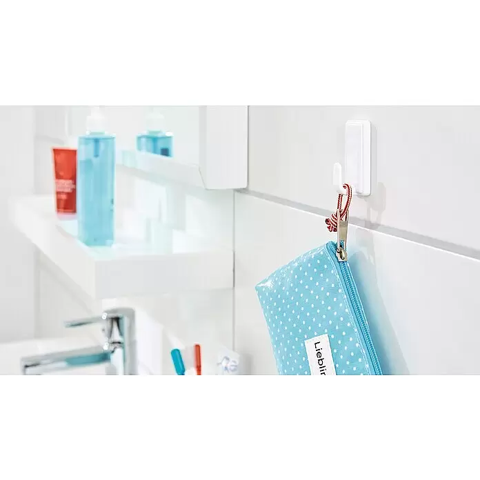 Tesa Powerstrips Selbstklebehaken - Eckig, Größe: L, Weiß, 2 Stk. - Stimmungsaufnahme