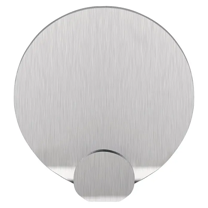 Tesa Powerstrips Selbstklebehaken - Rund, Größe: S, Metallic, 2 Stk. - Gebürsteter Aluminium-Rundknopf mit zylindrischem Sockel, ideal für moderne Möbel und Inneneinrichtungen.