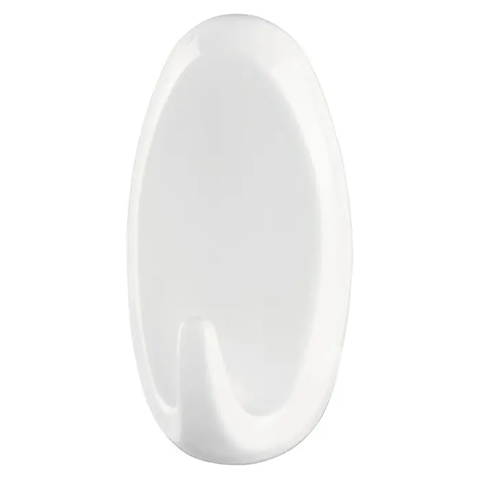 Tesa Powerstrips Selbstklebehaken - Oval, Größe: L, Weiß, 2 Stk. - Ein einzelner, runder, weißer Klebehaken mit glatter Oberfläche zur einfachen Anbringung an Wänden und Türen.