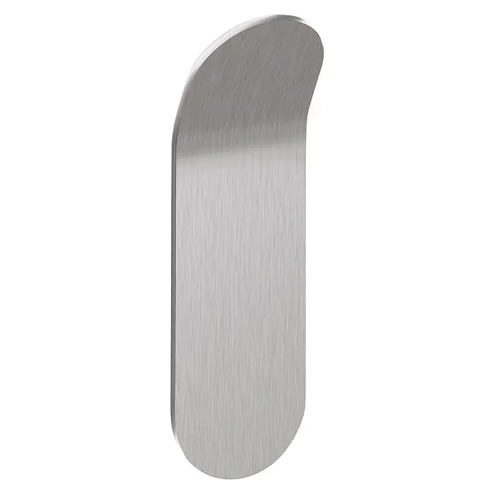 Tesa Powerstrips Selbstklebehaken - Größe: S, Metallic, 2 Stk. - Nahaufnahme eines gebürsteten silbernen Löffel-Rückens, der das elegante Design und die hochwertige Verarbeitung des Artikels hervorhebt.