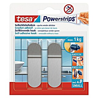 Tesa Powerstrips Selbstklebehaken (Größe: S, Metallic, 2 Stk.)