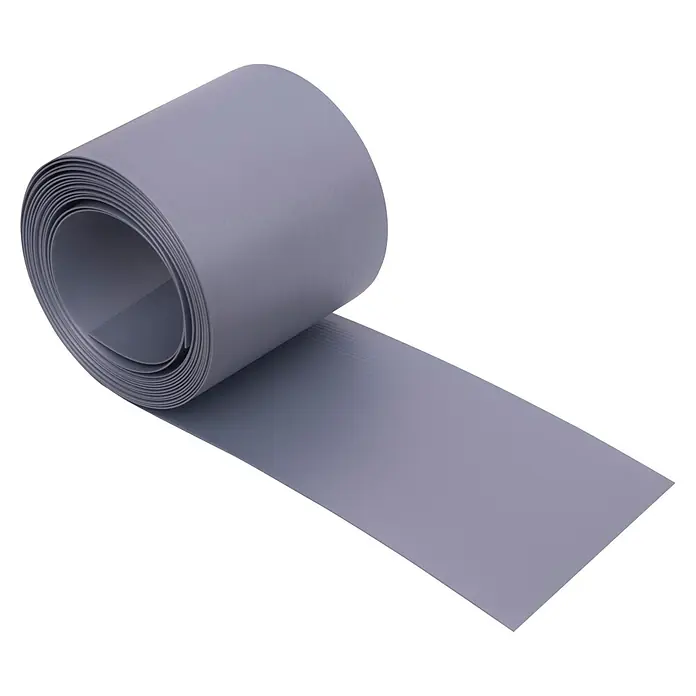Sichtschutzstreifen - 200 x 19 cm, Aluminium - Graue Kunststoff-Abdichtungsbahn auf Rolle, ideal für Bauprojekte und Abdichtungsarbeiten. Flexibel und leicht zu verarbeiten.