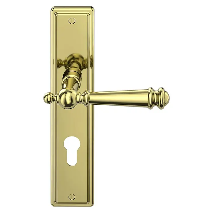 Diamond Doors Classic Drückergarnitur Classic Indiana - Profilzylinder, Sonstiges - Goldene Türgarnitur mit länglicher Rosette und formschönem Griff für eine elegante Optik. Hochwertiges Design für jede Tür.