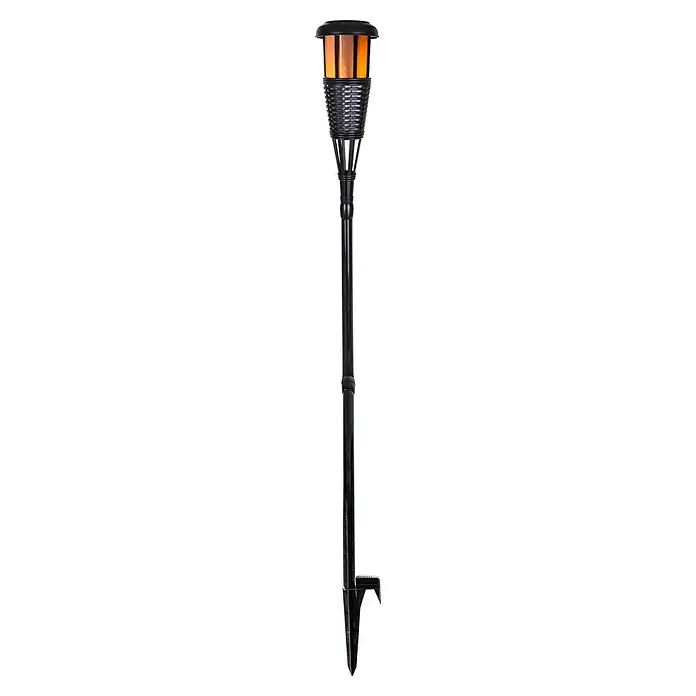 BAUHAUS Solarleuchten-Set - 0,1 W, L x B x H: 12,1 x 12,1 x 131 cm, Schwarz, 1,5 lm - Eine lange, schwarze Solar-Gartenfackel mit einem realistisch wirkenden Flammeneffekt sorgt für stimmungsvolle Beleuchtung im Außenbereich.