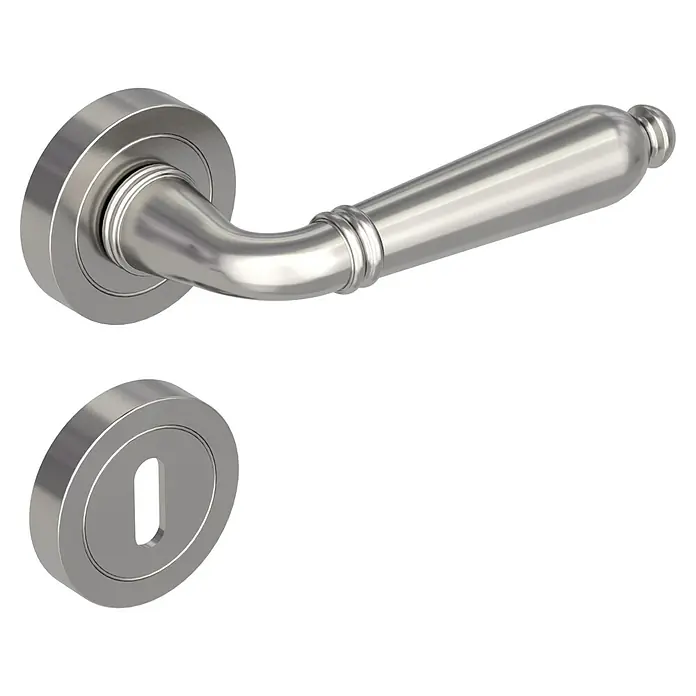 Diamond Doors Classic Drückergarnitur Tucson - Stärke Tür: 40 mm - 45 mm, Sonstiges, Buntbart - Eine elegante Türgarnitur aus Edelstahl mit einem formschönen Griff und einem passenden Schlüsselrosettenbeschlag für ein stilvolles Zuhause.