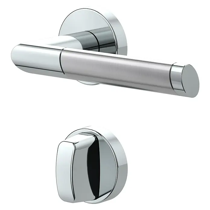 Diamond Doors Creative Drückergarnitur WC Nebraska - Stärke Tür: 40 mm - 45 mm, Edelstahl, L-Form, Schlitzkopf/Olive - Elegante Chrom-Türgarnitur mit Hebel und Drehknopf. Modernes Design für stilvolle Inneneinrichtung.
