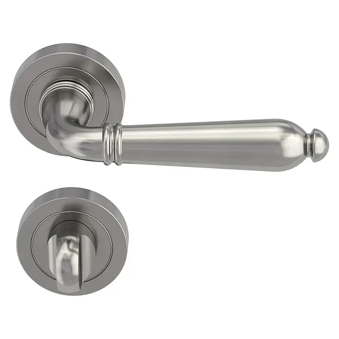 Diamond Doors Classic Drückergarnitur WC Tucson - Stärke Tür: 40 mm - 45 mm, Sonstiges, Schlitzkopf/Olive - Elegante Türgarnitur aus gebürstetem Stahl mit Hebel und Drehknopf für ein stilvolles und modernes Interieur.