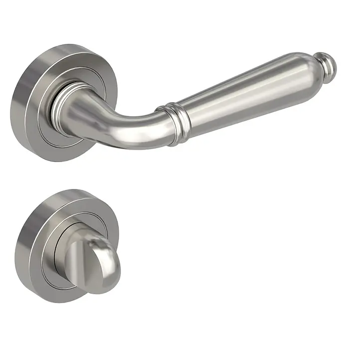 Diamond Doors Classic Drückergarnitur WC Tucson - Stärke Tür: 40 mm - 45 mm, Sonstiges, Schlitzkopf/Olive - Elegante Türgarnitur aus gebürstetem Edelstahl, bestehend aus Türdrücker und Rosettengarnitur für moderne Inneneinrichtungen.