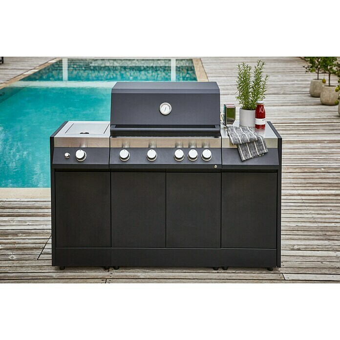 Kingstone KMS Gasgrillküche The Quad FourAnzahl Brenner: 4, Hauptgrillfläche: 70,2 x 45 cm, 14 kW, Material Rost: Gusseisen Mood Shot