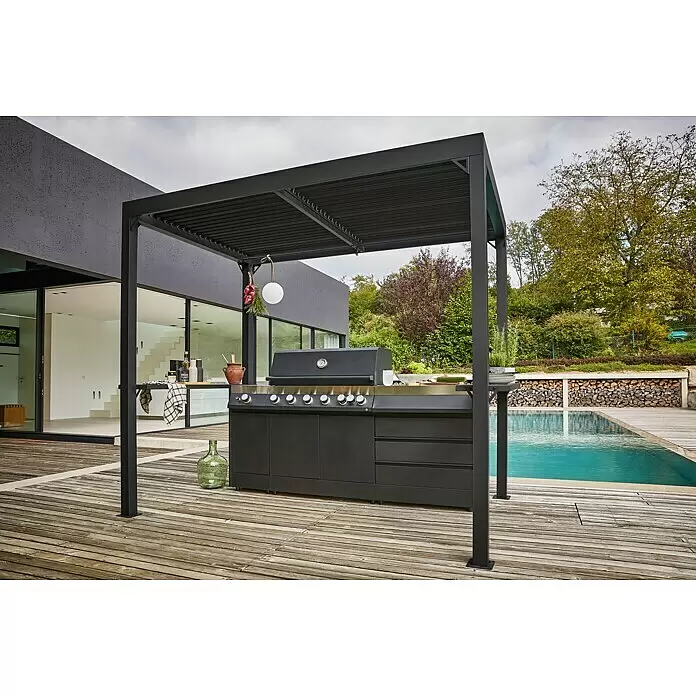 Sunfun Melina Grillpavillon - B x T: 250 x 160 cm, Farbe Gestell: Schwarz, Aluminium - Stimmungsaufnahme