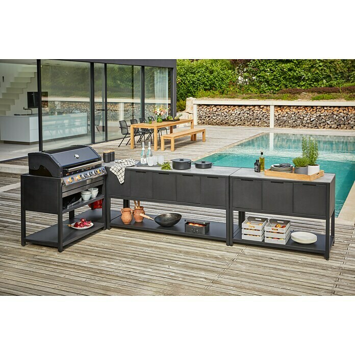 Kingstone KMS Gasgrill Cliff 605-II Built InAnzahl Brenner: 6, Hauptgrillfläche: 89,2 x 45 cm, 14 kW, Schwarz Mood Shot