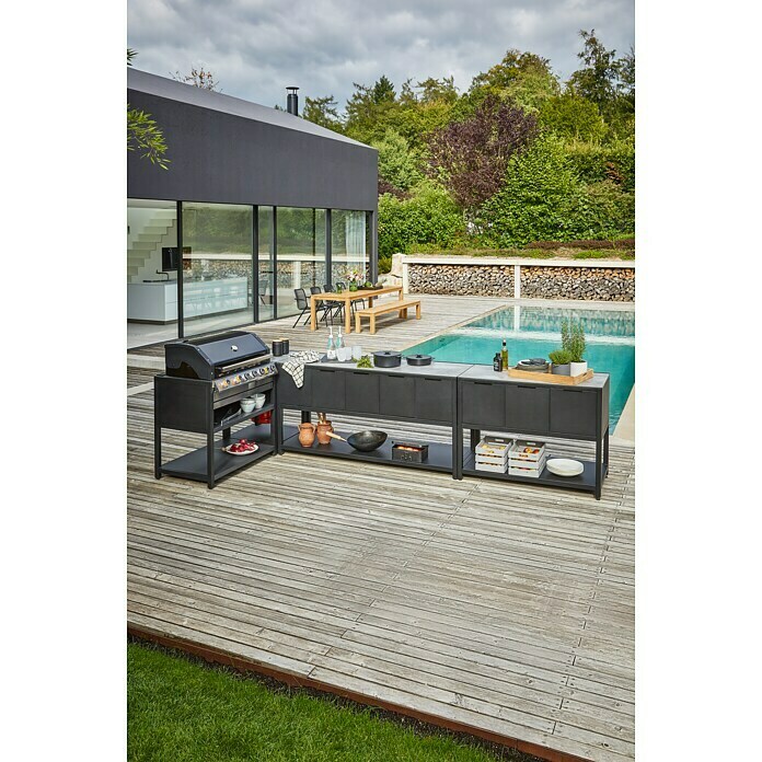 Kingstone KMS Gasgrill Cliff 605-II Built InAnzahl Brenner: 6, Hauptgrillfläche: 89,2 x 45 cm, 14 kW, Schwarz/Silber Mood Shot