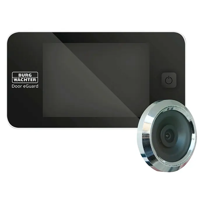 Burg-Wächter Digitaler Türspion eGuard DG 8100 - Schwarz - Nahaufnahme eines Burg Wächter Door eGuard digitalen Türspions mit klarem Display und hochauflösender Kamera für verbesserte Sicherheit.