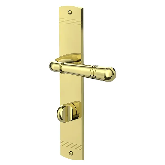 Diamond Doors Classic WC-Drückergarnitur WC Kalifornien - Sonstiges, Stärke Tür: 40 mm - 45 mm - Goldener Türgriff mit Schlossplatte, stilvoll und robust für jede Tür. Hochwertige Verarbeitung und elegantes Design.