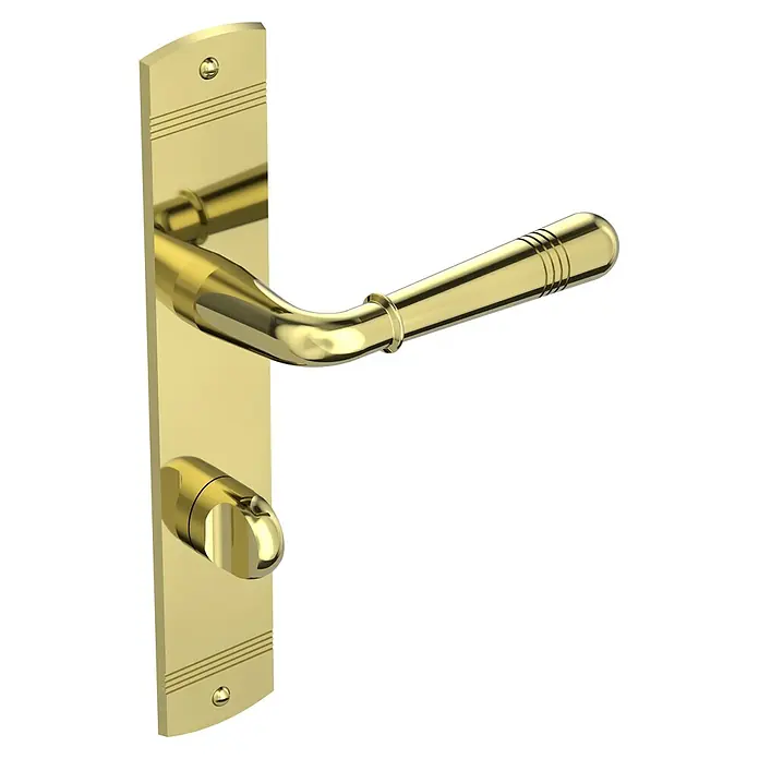 Diamond Doors Classic WC-Drückergarnitur WC Kalifornien - Sonstiges, Stärke Tür: 40 mm - 45 mm - Elegante goldene Türklinke mit länglicher Rosette und zylindrischem Griff mit feinen Zierringen. Ein stilvolles Detail für jede Tür.