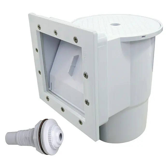 Piscina de acero Nuovo - Ø x Al: 450 x 120 cm, Blanco, 17.200 l - Skimmer de piscina blanco con accesorio, ideal para agua limpia y fácil instalación.