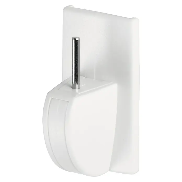 Tesa Powerstrips Gardinenhaken Vario - Weiß, Größe: S, 4 Stk. - Nahaufnahme einer selbstklebenden Gardinenstange. Perfekt zum Anbringen von Gardinen ohne Bohren oder Beschädigung der Wände.