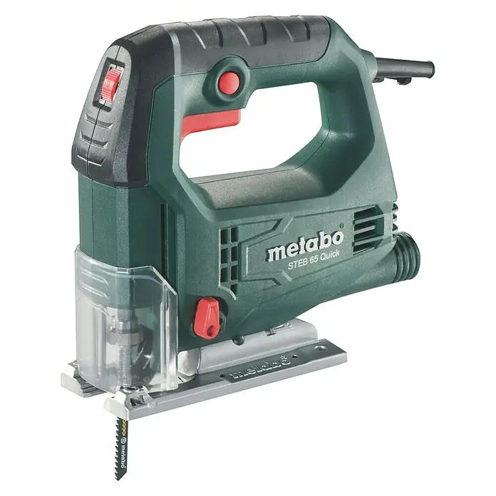 Metabo Elektro-Pendelhubstichsäge STEB 65 Quick - 600 /min - 3.000 /min, Max. Schnitttiefe in Holz: 65 mm, Anzahl Pendelhubstufen: 4 Stk. - Metabo ST E B 65 Quick Stichsäge, ein hochwertiges Werkzeug für präzise Schnitte in verschiedenen Materialien. Die Stichsäge bietet hohe Leistung und einfache Handhabung.