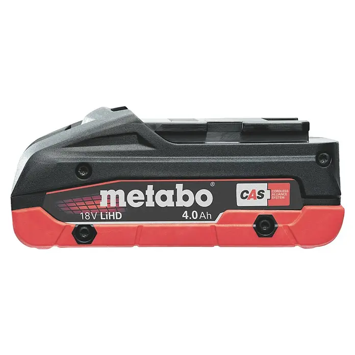 Metabo CAS 18V Akku LiHD - 18 V, 4 Ah - Metabo 18V 4.0Ah LiHD Akku, ein leistungsstarker und zuverlässiger Akku für Metabo-Werkzeuge mit hoher Kapazität und langer Lebensdauer.