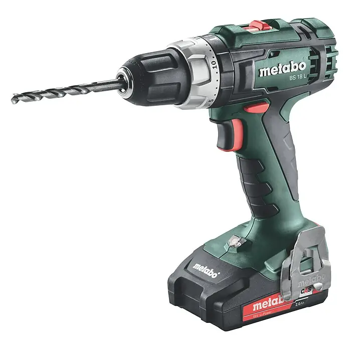 Metabo CAS 18V Akku-Bohrschrauber BS 18 L - 18 V, 2 Akkus - Akkuschrauber Metabo BS 18 L mit Bohrer, ideal zum Schrauben und Bohren in verschiedenen Materialien, hohe Leistung und lange Lebensdauer.