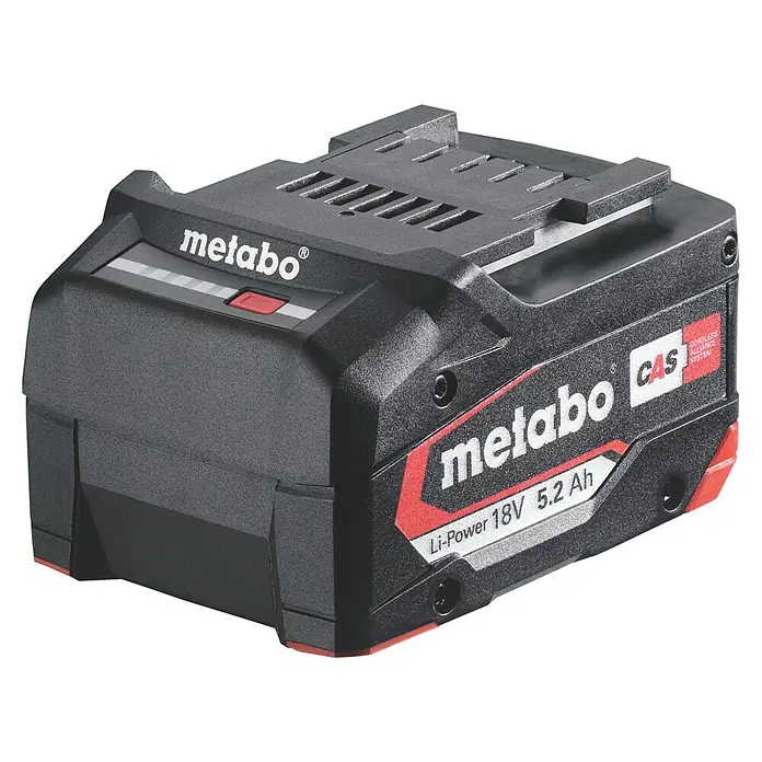 Metabo CAS 18V Akku Li-Power - 18 V, 5,2 Ah - Metabo CAS Akku mit 18V und 5.2 Ah Kapazität, ein leistungsstarker und zuverlässiger Energiespeicher für kabellose Werkzeuge.