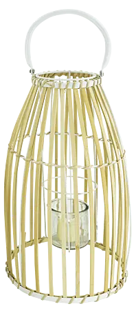 Laterne Bambus -  x H: 25 x 44 cm, Natur/Wei online kaufen bei BAUHAUS