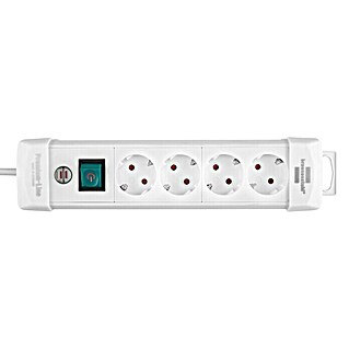 Brennenstuhl Premium-Line Stekkerdoos (4 voudig, Wit, Kabellengte: 1,8 m, Met schakelaar)