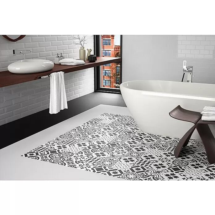 Modern Style Feinsteinzeugfliese Bronx Negro - 15 x 15 cm, Schwarz, Matt - Stimmungsaufnahme