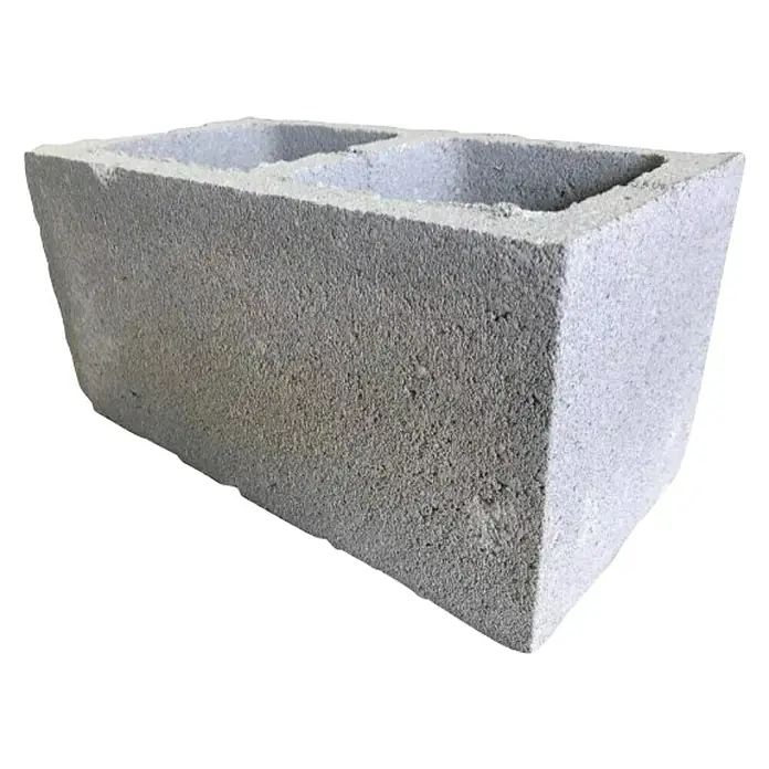 BHS Zaragoza Bloque de hormigón poroso - 40 x 10 x 20 cm, Gris, Hormigón - Bloque de hormigón: Un bloque de hormigón gris con dos agujeros, ideal para proyectos de construcción.