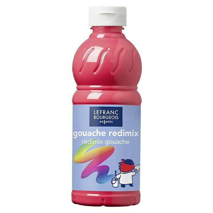 Lefranc & Bourgeois Gouachefarbe RedimixFluo Rot, 500 ml, Flasche Front View