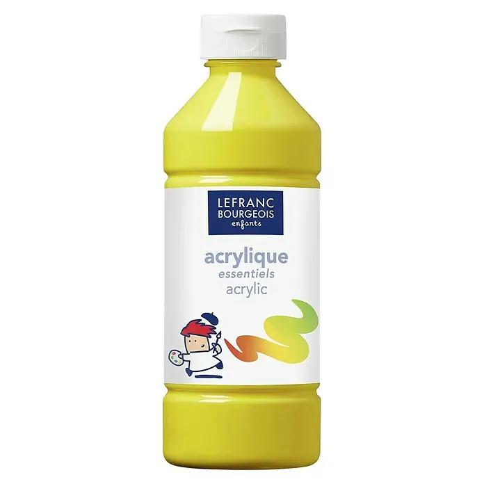 Lefranc & Bourgeois Acrylfarbe - Primärgelb, 500 ml, Flasche, Geeignete Malgründe: Gips - Gelbe Acrylfarbe von Lefranc Bourgeois Enfants in einer praktischen Flasche. Ideal für kleine Künstler und große kreative Projekte.
