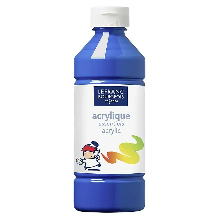 Lefranc & Bourgeois Acrylfarbe - Primärblau, 500 ml, Flasche, Geeignete Malgründe: Gips - Blaue Acrylfarbe von Lefranc Bourgeois für Kinder, ideal für junge Künstler, um ihre Kreativität auszuleben.