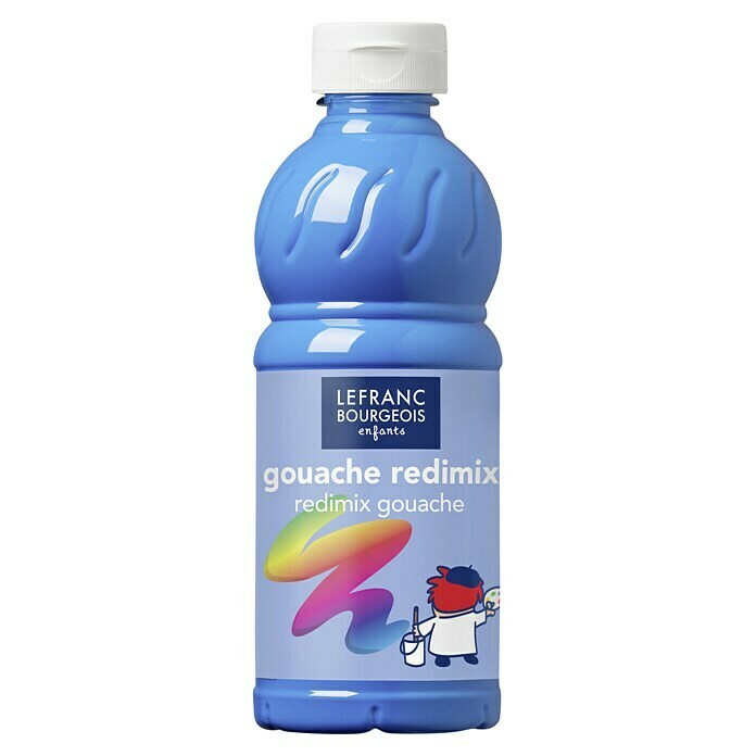 Lefranc & Bourgeois Gouachefarbe RedimixFluo Blau, 500 ml, Flasche Front View