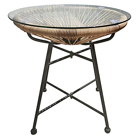 Mesa auxiliar de jardín redonda Fidji (Ø x Al: 45 x 45 cm, Marrón/Negro)
