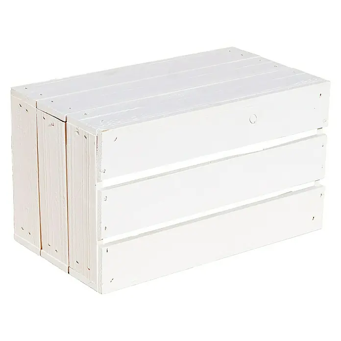 Holzkiste Hilde - L x B x H: 38 x 22 x 19 cm, Weiß - Weiße Holzkiste, ideal zur Aufbewahrung und Dekoration. Robuste Bauweise und vielseitige Einsatzmöglichkeiten für Ihr Zuhause.