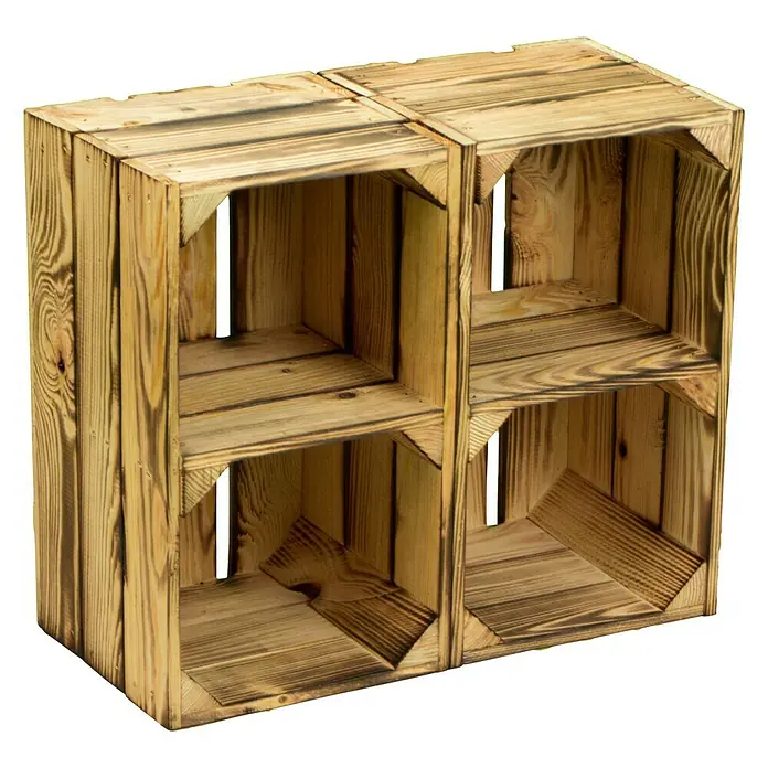 Holzkiste Hilde mit Querbrett - L x B x H: 38 x 22 x 19 cm, Braun - Regal aus zwei übereinander gestapelten, rustikalen Holzkisten. Für eine natürliche Dekoration und Ordnung im Haus.