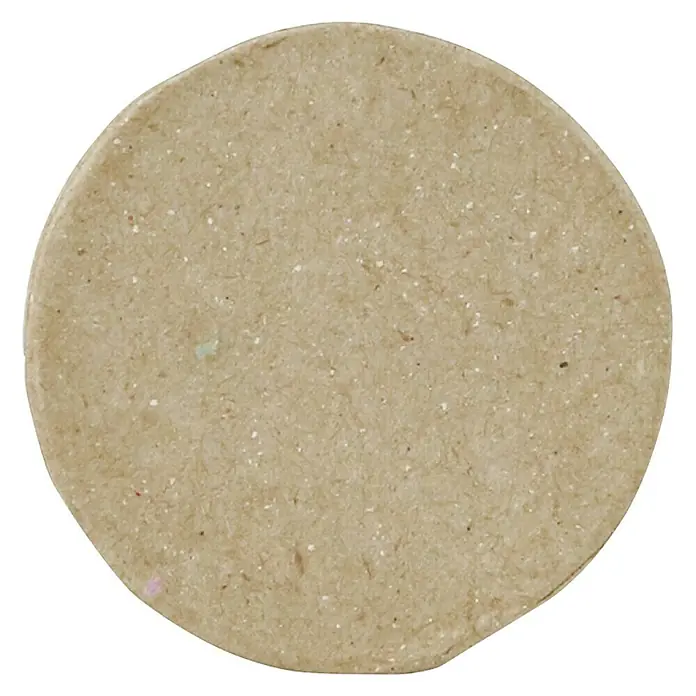 Décopatch Pieza decorativa set cajas redondas - 10 ud., Cartón, 4,7 x 3,2 cm - Primer plano de un posavasos redondo de papel reciclado, mostrando su textura y tonos de color naturales.