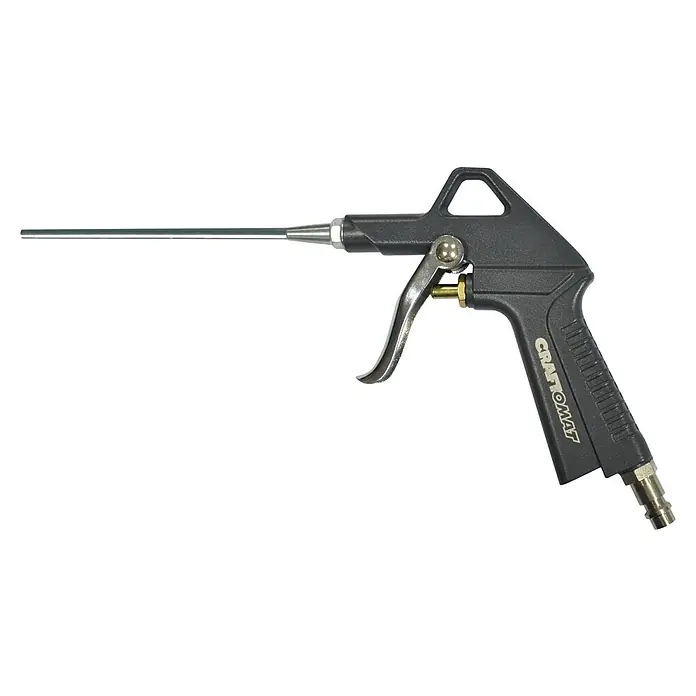 Craftomat Ausblaspistole - Lange Spitze - Detailaufnahme einer Craftomat Ausblaspistole mit langem Blasrohr, ideal für die Reinigung schwer zugänglicher Stellen.