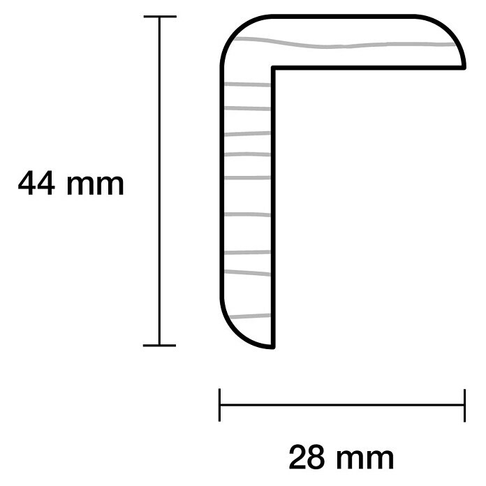 Winkelleiste (0,9 m x 44 mm x 28 mm, Kiefer, Unbehandelt)