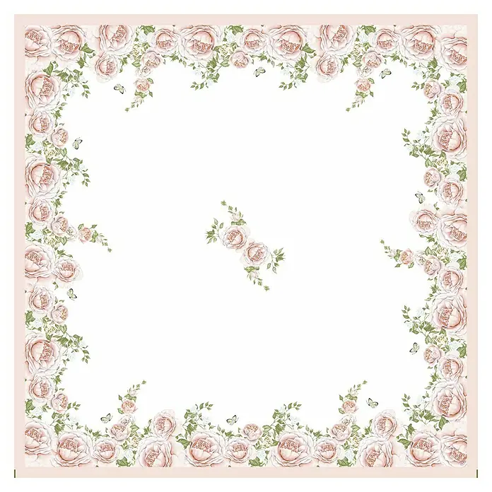 Duni Tischdecke Mitteldecke Dunicel® - 84 x 84 cm, Rose Glory - Elegantes Tuch mit zarten Rosen und Schmetterlingen, ideal für einen Hauch von Romantik.