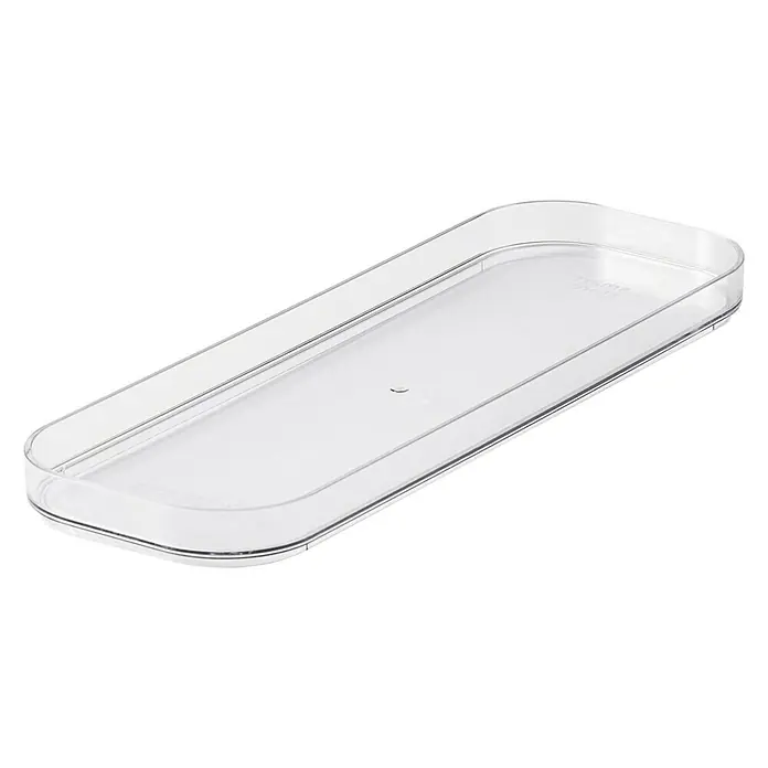 SmartStore Deckel Compact - L x B x H: 28,9 x 9,8 x 1,9 cm, Kunststoff, Transparent - Eine transparente, längliche Aufbewahrungsbox mit abgerundeten Ecken, ideal für die Organisation verschiedener Gegenstände im Haushalt.