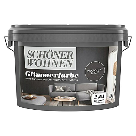 SCHÖNER WOHNEN-Farbe Trendstruktur Farbeffektputz Glimmerfarbe (Moonshine Black, Glitzernd, 2,5 l)