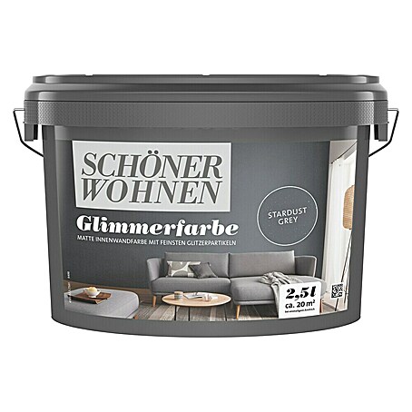 SCHÖNER WOHNEN-Farbe Trendstruktur Farbeffektputz Glimmerfarbe (Stardust Grey, Glitzernd, 2,5 l)