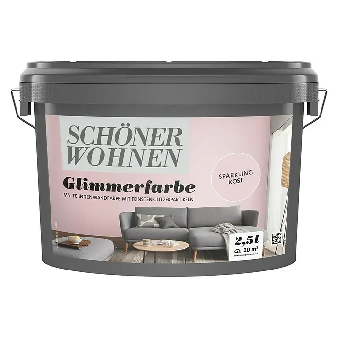 SCHÖNER WOHNEN-Farbe Trendstruktur Farbeffektputz Glimmerfarbe - Sparkling Rose, Glitzernd, 2,5 l - Dose "Schöner Wohnen Glimmerfarbe Sparkling Rose", matte Innenwandfarbe mit feinsten Glitzerpartikeln, Füllmenge 2,5l für ca. 20 m².