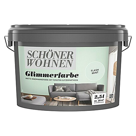 SCHÖNER WOHNEN-Farbe Trendstruktur Farbeffektputz Glimmerfarbe (Flash Mint, Glitzernd, 2,5 l)