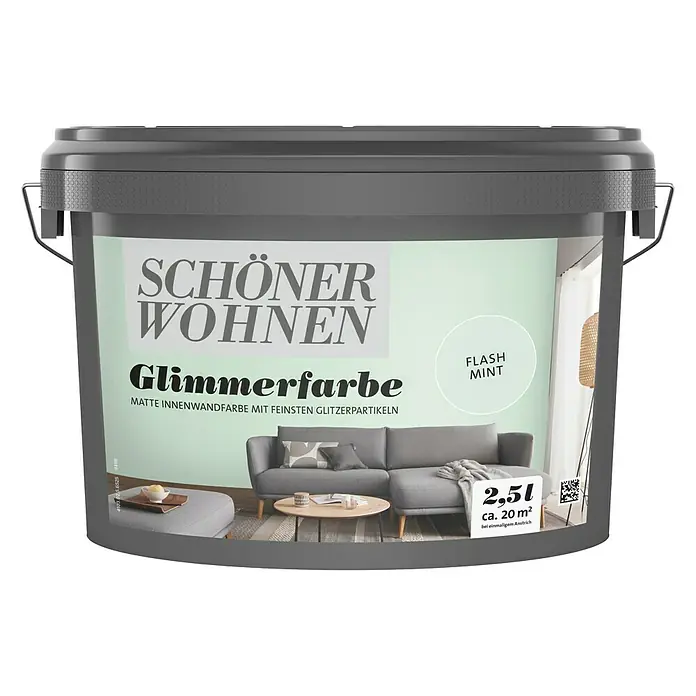 SCHÖNER WOHNEN-Farbe Trendstruktur Wandfarbe GlimmerfarbeFlash Mint, 2,5 l, Matt, Art Effekt: Glitzer-Optik