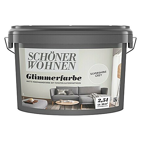SCHÖNER WOHNEN-Farbe Trendstruktur Wandfarbe Glimmerfarbe (Silvershine Grey, 2,5 l, Matt, Art Effekt: Glitzer-Optik)