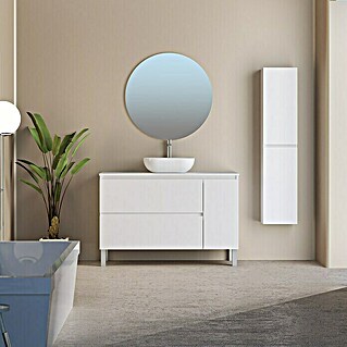 Conjunto de mueble de baño Oval (120 cm, 4 pzs., Blanco, Mate)